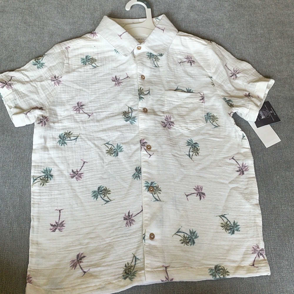 Grayson Thread Boys Button Down Short Sleeve Palm Tree Top